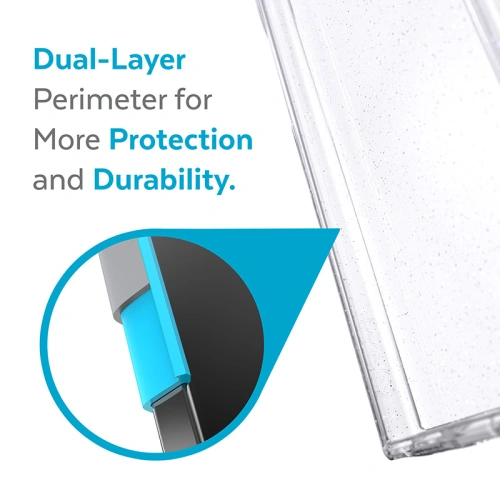 Etui Speck Presidio Perfect-Clear with Glitter MICROBAN Samsung Galaxy S22 Ultra (Clear/Platinum Glitter)