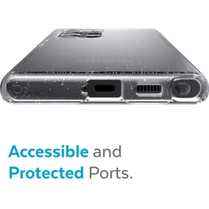 Hurtownia GSM - Etui Speck Presidio Perfect-Clear with Glitter MICROBAN Samsung Galaxy S22 Ultra (Clear/Platinum Glitter) - SPK423 - {ean13} - Hurt