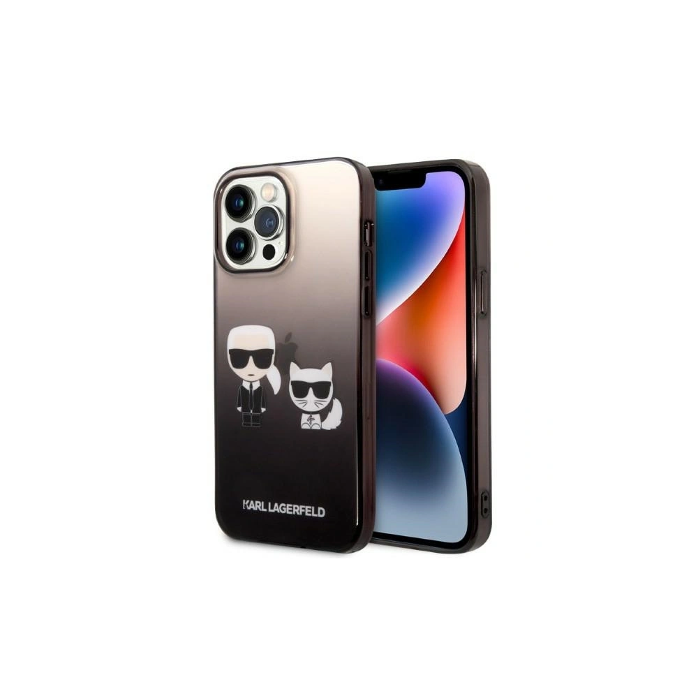 Karl Lagerfeld KLHCP14LTGKCK Apple iPhone 14 Pro hardcase black Gradient Ikonik Karl & Choupette