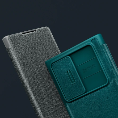 Etui Nillkin Qin Cloth Pro Samsung Galaxy S22 Ultra niebieski