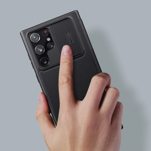 Etui Nillkin Qin Cloth Pro Samsung Galaxy S22 Ultra niebieski