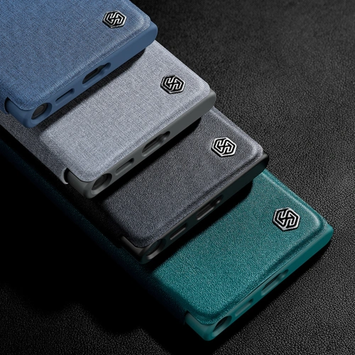 Etui Nillkin Qin Cloth Pro Samsung Galaxy S22 Ultra niebieski