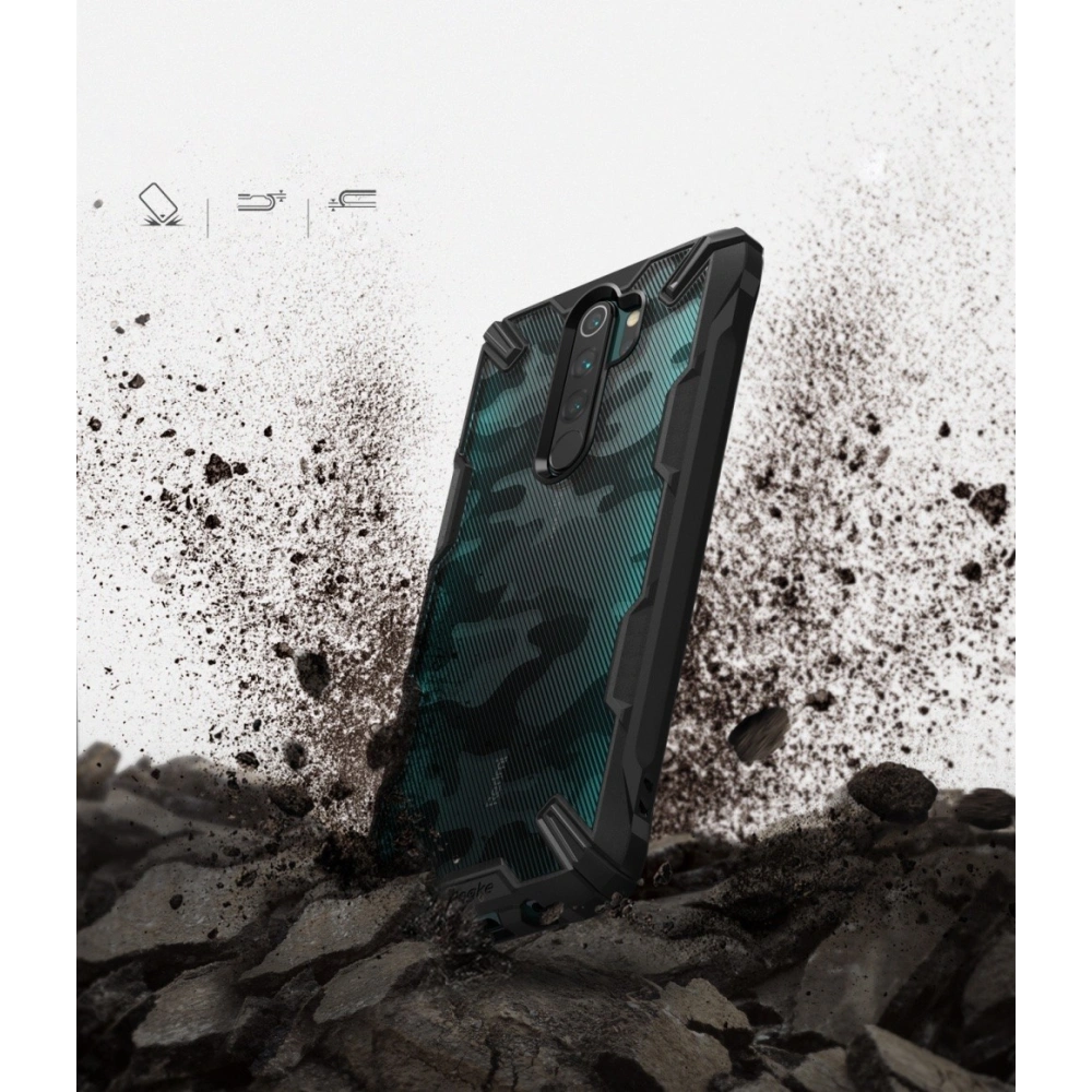 Hurtownia GSM - Etui Ringke Fusion-X Design Redmi Note 8 Pro Camo (Moro) černé - RGK1033MOB - {ean13} - Hurt