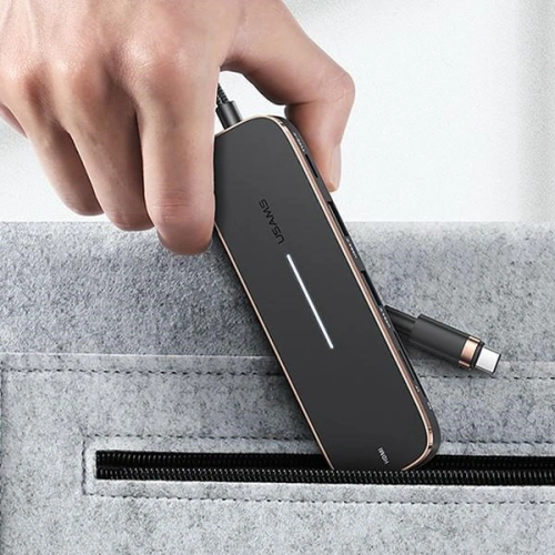 Hub USAMS 2xUSB/USB-C/HDMI/Micro SD+SD czarny/black SJ575HUB01