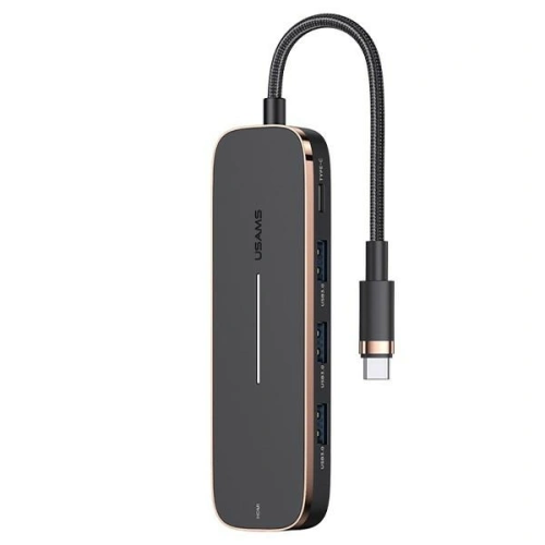 Hub USAMS 3xUSB/USB-C/HDMI czarny/black SJ578HUB01
