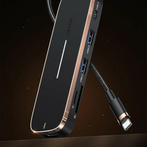 Hub USAMS 3xUSB/USB-C/HDMI czarny/black SJ578HUB01