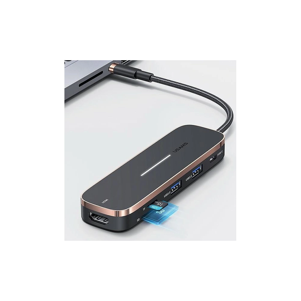 Hurtownia GSM - Hub USAMS 3xUSB/USB-C/HDMI černý/black SJ578HUB01 - USA791 - {ean13} - Hurt