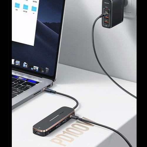 Hub USAMS 3xUSB/USB-C/HDMI czarny/black SJ578HUB01