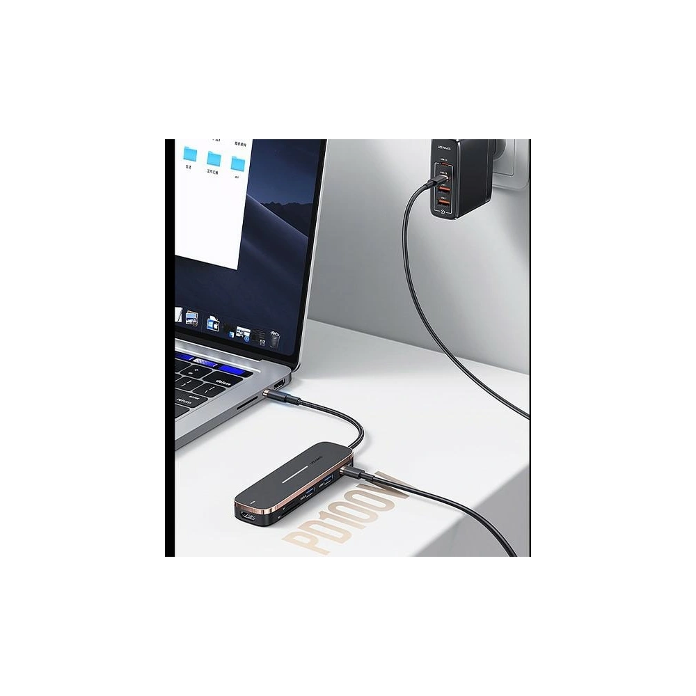 Hurtownia GSM - Hub USAMS 3xUSB/USB-C/HDMI černý/black SJ578HUB01 - USA791 - {ean13} - Hurt