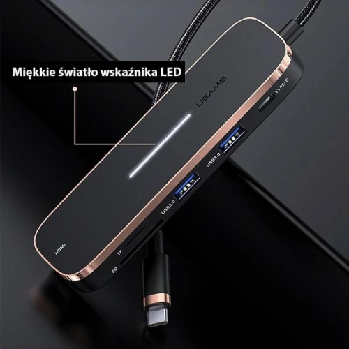 Hub USAMS 3xUSB/USB-C/HDMI czarny/black SJ578HUB01