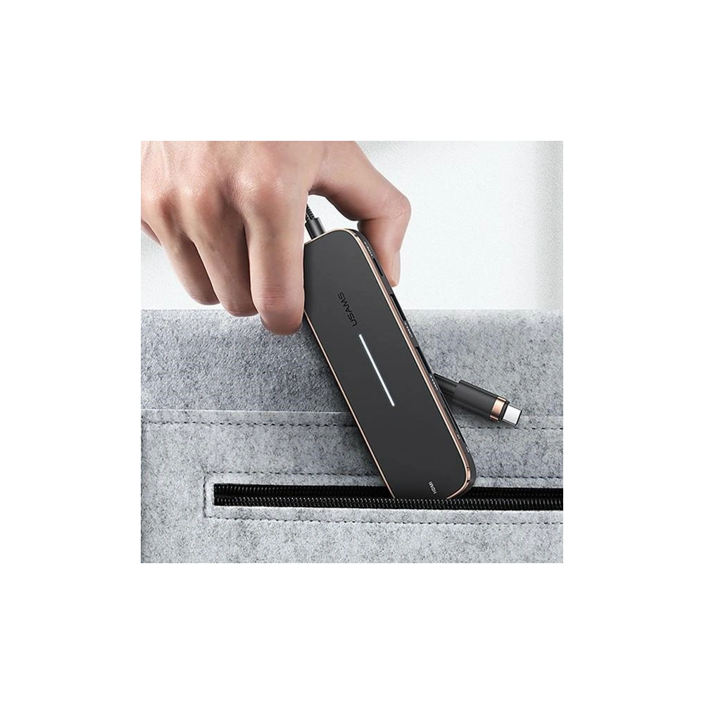 Hurtownia GSM - Hub USAMS 3xUSB/USB-C/HDMI schwarz/schwarz SJ578HUB01 - USA791 - {ean13} - Hurt