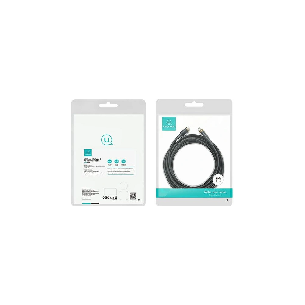 Hurtownia GSM - Kabel USAMS U81 USB-C/USB-C 100W PD Rychlé nabíjení 6m černý/black SJ570USB01 - USA792 - {ean13} - Hurt