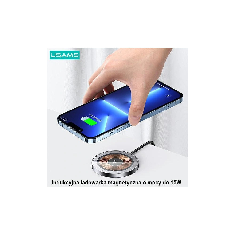 Hurtownia GSM - Indukční nabíječka USAMS US-CD183 magnetická 15W černá/black CD183CDX01 - USA793 - {ean13} - Hurt