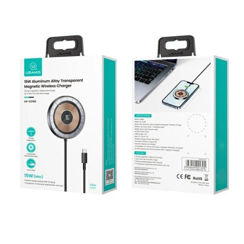 Ładowarka indukcyjna USAMS US-CD183 magnetic 15W czarny/black CD183CDX01