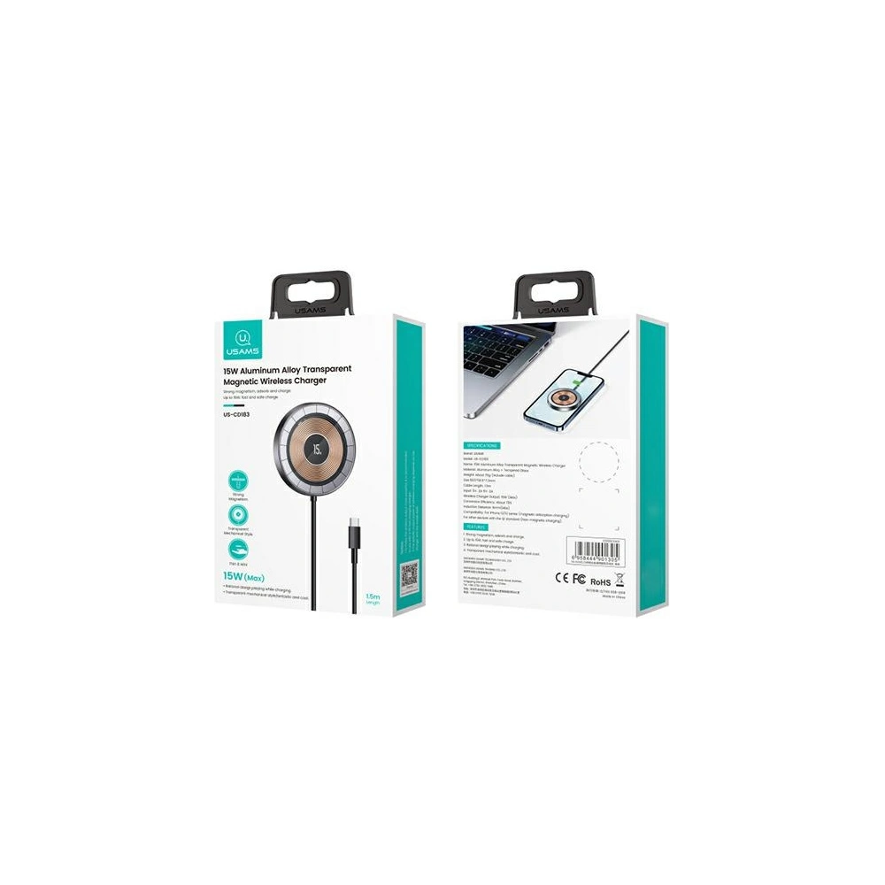 Hurtownia GSM - USAMS US-CD183 mágneses 15W indukciós töltő fekete/CD183CDX01 - USA793 - {ean13} - Hurt