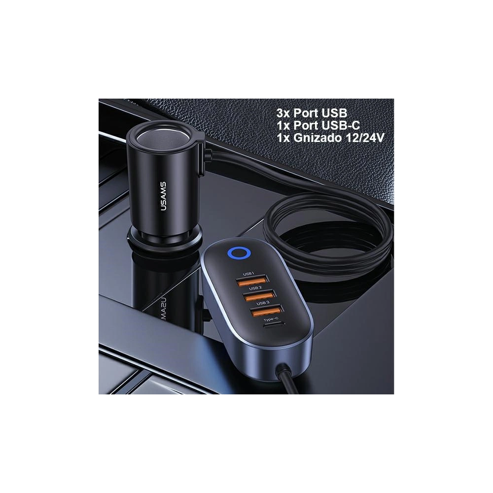 Hurtownia GSM - Auto nabíječka USAMS 3xUSB/1xUSB-C 156W černá/black CC161CC01 - USA794 - {ean13} - Hurt