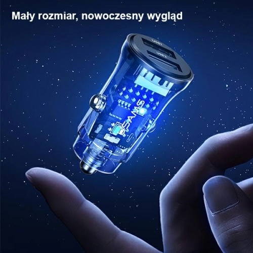 Ładowarka samochodowa USAMS C31 3A 2xUSB-A Fast Charge czarny/black CC162CC01