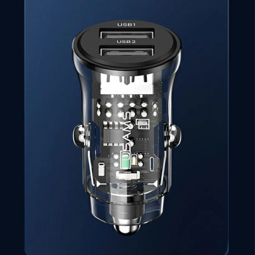 Ładowarka samochodowa USAMS C31 3A 2xUSB-A Fast Charge czarny/black CC162CC01