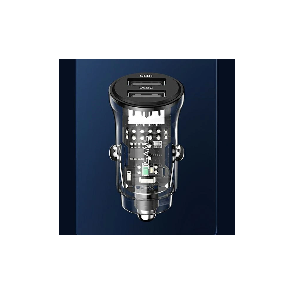 Hurtownia GSM - USAMS C31 3A 2xUSB-A Gyors Töltő Autós Töltő fekete/black CC162CC01 - USA795 - {ean13} - Hurt