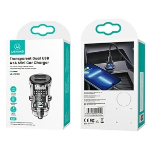 Hurtownia GSM - USAMS C31 3A 2xUSB-A Gyors Töltő Autós Töltő fekete/black CC162CC01 - USA795 - {ean13} - Hurt