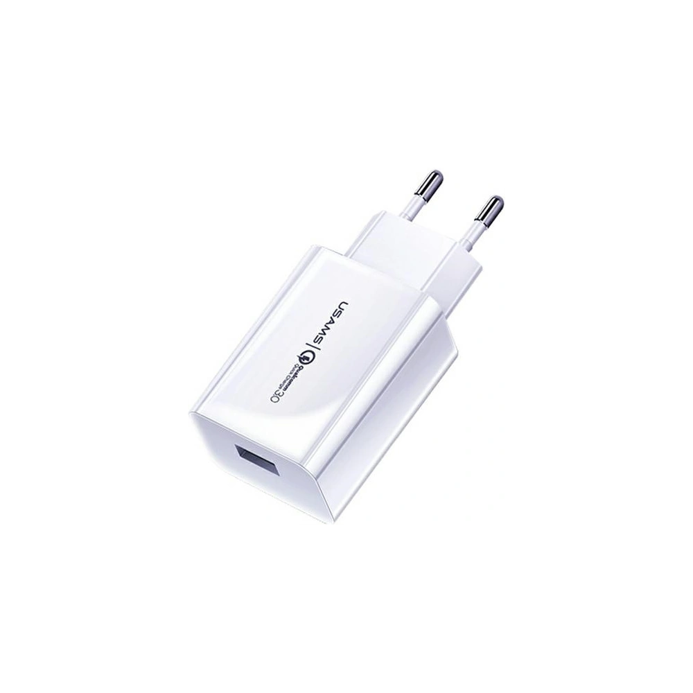 Hurtownia GSM - Încărcător de rețea USAMS T22 1xUSB 18W 3A QC3.0 + cablu USB-C 1m alb/white T48OCLN01 - USA797 - {ean13} - Hurt