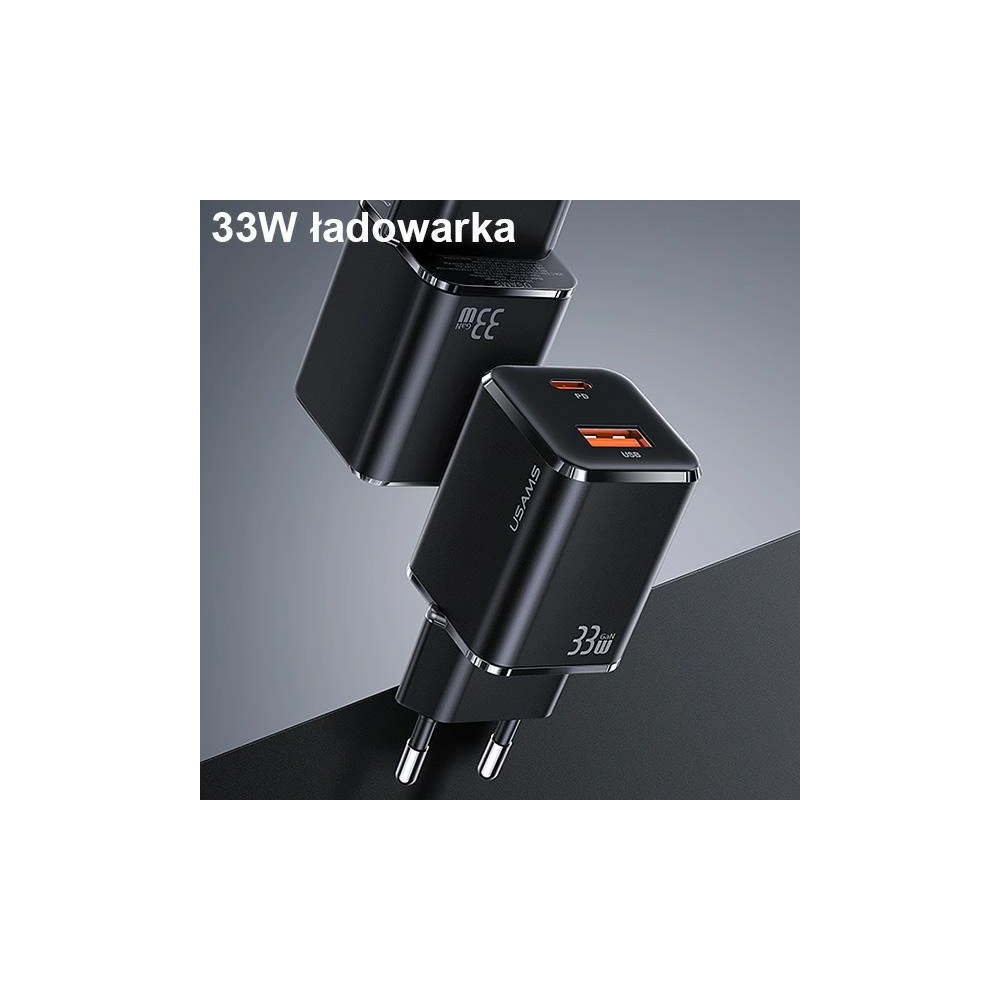 Hurtownia GSM - USAMS T43 hálózati töltő 1xUSB-C/1xUSB 33W PD 3.0 + QC 3.0 + U63 USB-C/Lightning kábel fehér/white USKTZ02 - USA799 - {ean13} - Hurt