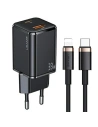 Síťová nabíječka USAMS T43 1xUSB-C/1xUSB 33W PD 3.0 + QC 3.0 + kabel U63 USB-C/Lightning černý/black USKTZ01