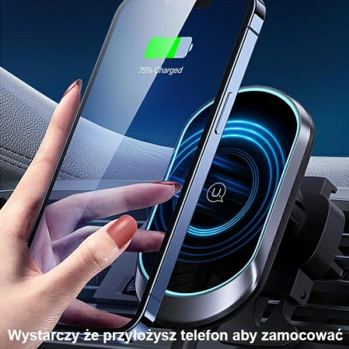 Magnetyczny uchwyt USAMS Wireless Charging 15W Air Vent czarny/black CD182ZJ01