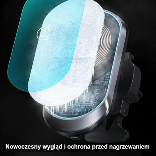 Magnetyczny uchwyt USAMS Wireless Charging 15W Air Vent czarny/black CD182ZJ01