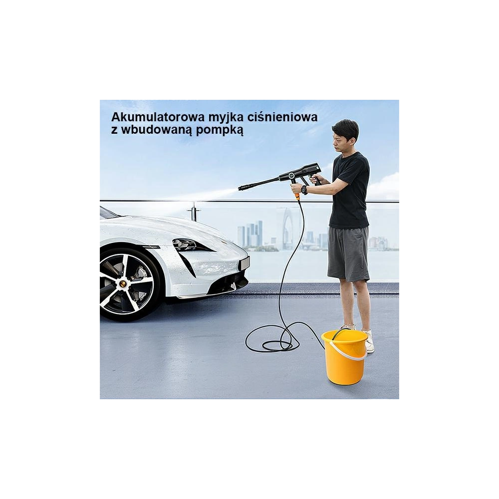 Hurtownia GSM - Hochdruckreiniger USAMS 5000 mAh + Gartenschlauch 5m schwarz/black US-ZB252 - USA802 - {ean13} - Hurt