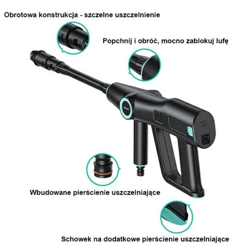 Myjka ciśnieniowa USAMS 5000 mAh + wąż ogrodowy 5m czarny/black US-ZB252