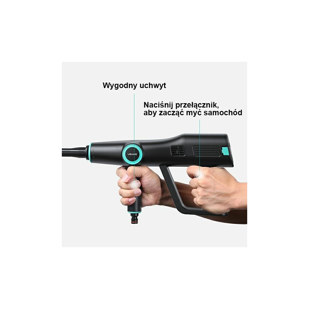 Hurtownia GSM - Hochdruckreiniger USAMS 5000 mAh + Gartenschlauch 5m schwarz/black US-ZB252 - USA802 - {ean13} - Hurt