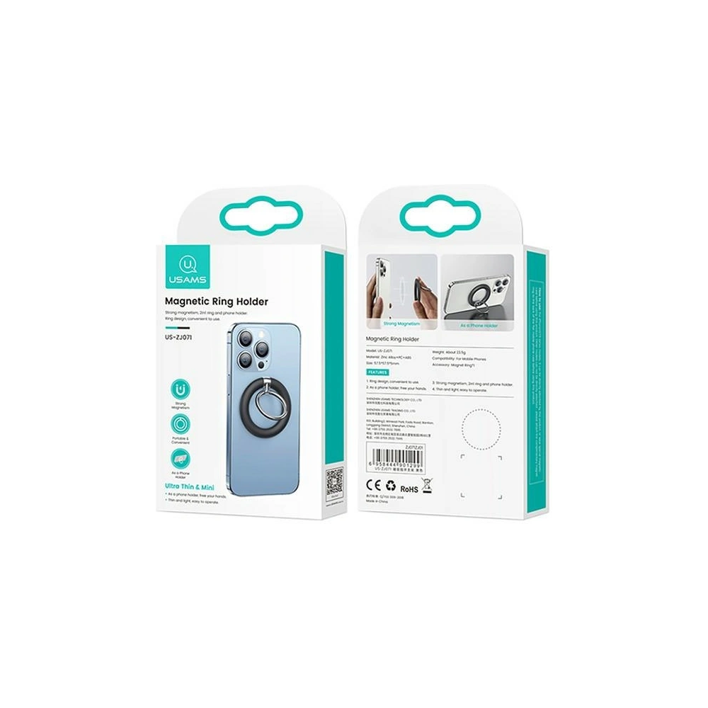 Hurtownia GSM - Suport pentru deget USAMS Ring holder magnetic negru/black US-ZJ071 - USA803 - {ean13} - Hurt