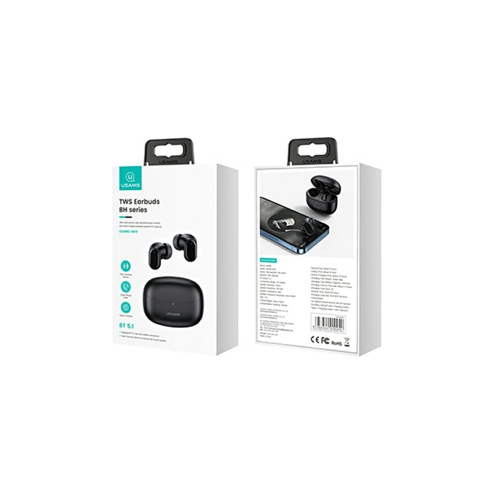 Hurtownia GSM - Sluchátka TWS USAMS BH series Bluetooth 5.1 černá/black BHUBH01 - USA805 - {ean13} - Hurt
