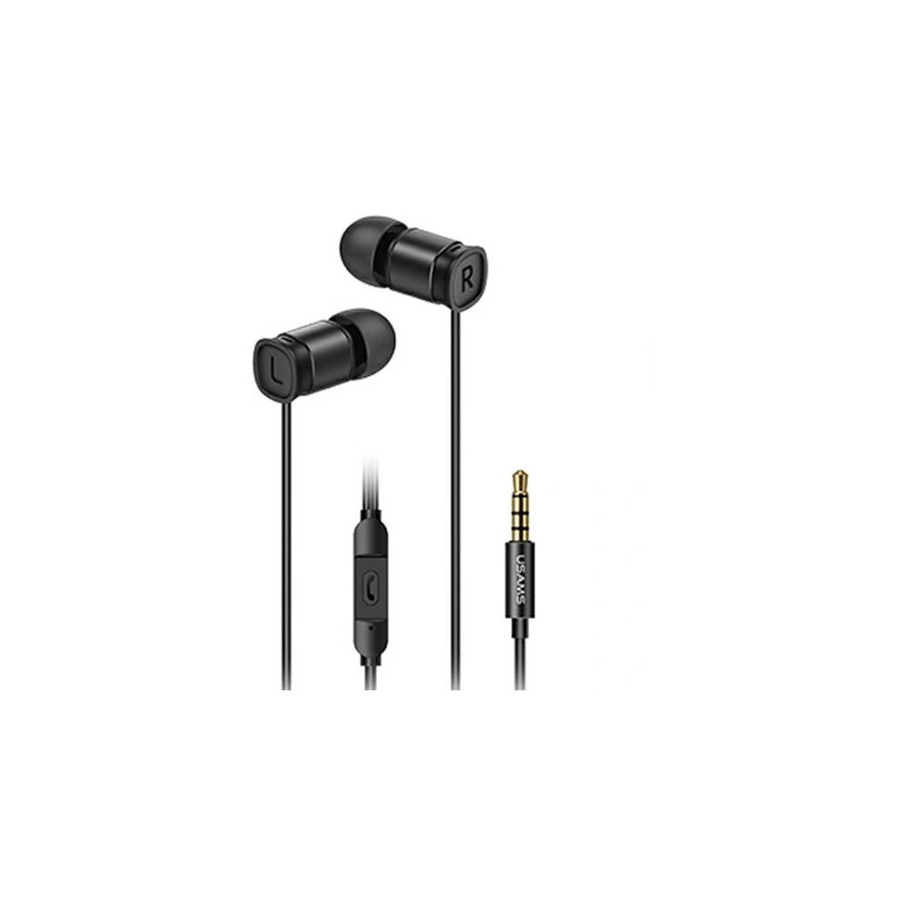 Hurtownia GSM - Sluchátka USAMS EP-46 jack 3,5 mm černá/black 1,2m HSEP4601 - USA807 - {ean13} - Hurt