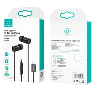 Słuchawki USAMS EP-46 USB-C czarny/black 1,2m HSEP4603
