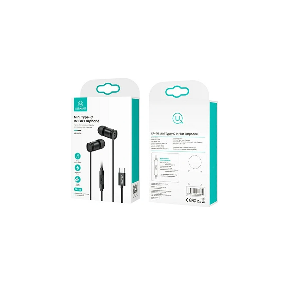 Hurtownia GSM - Słuchawki USAMS EP-46 USB-C czarny/black 1,2m HSEP4603 - USA809 - {ean13} - Hurt