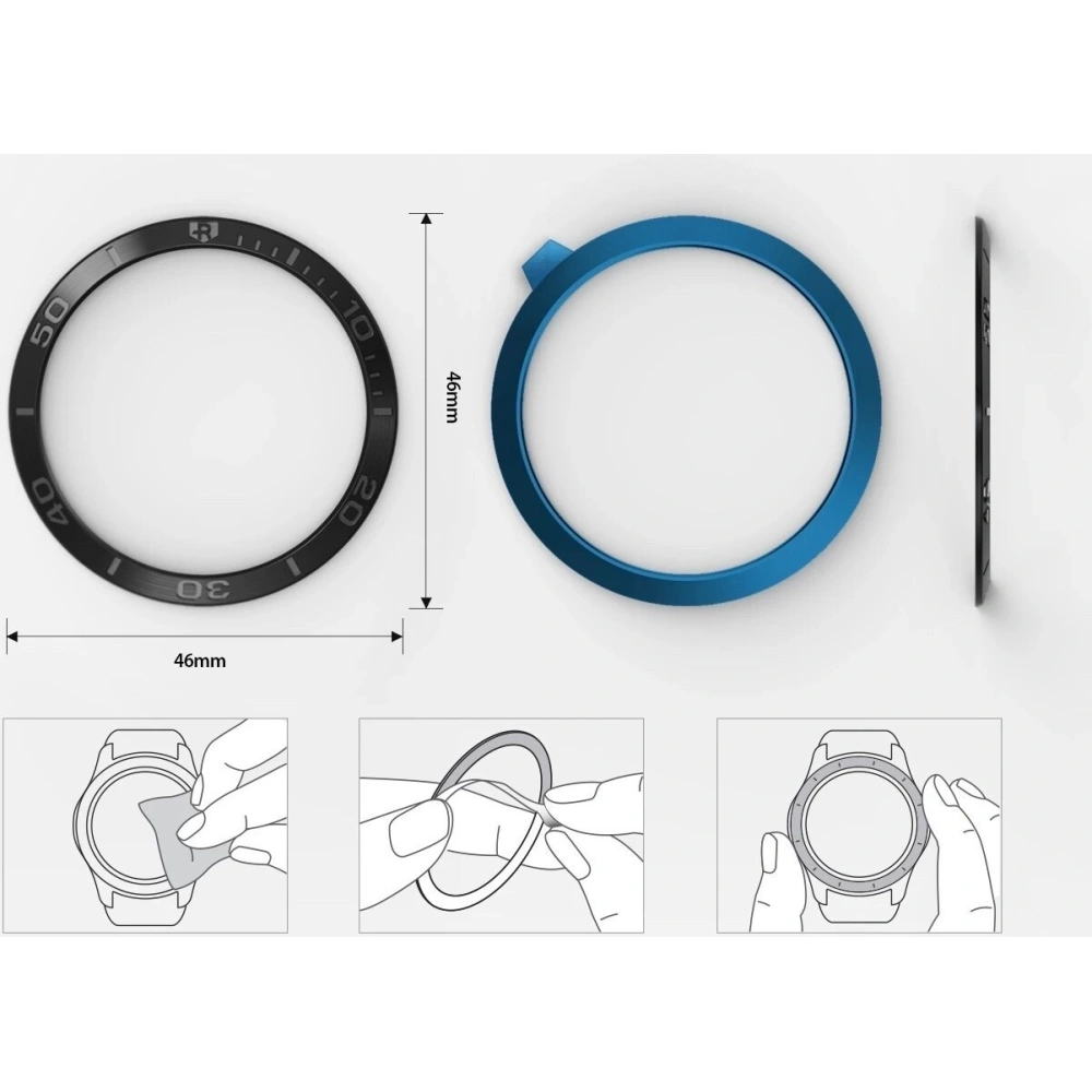 Hurtownia GSM - Nakládka na tachymetr Ringke Samsung Galaxy Gear S3/Watch 46mm černá nerezová ocel GW-46-18 - RGK1052SBLK - {ean13} - Hurt