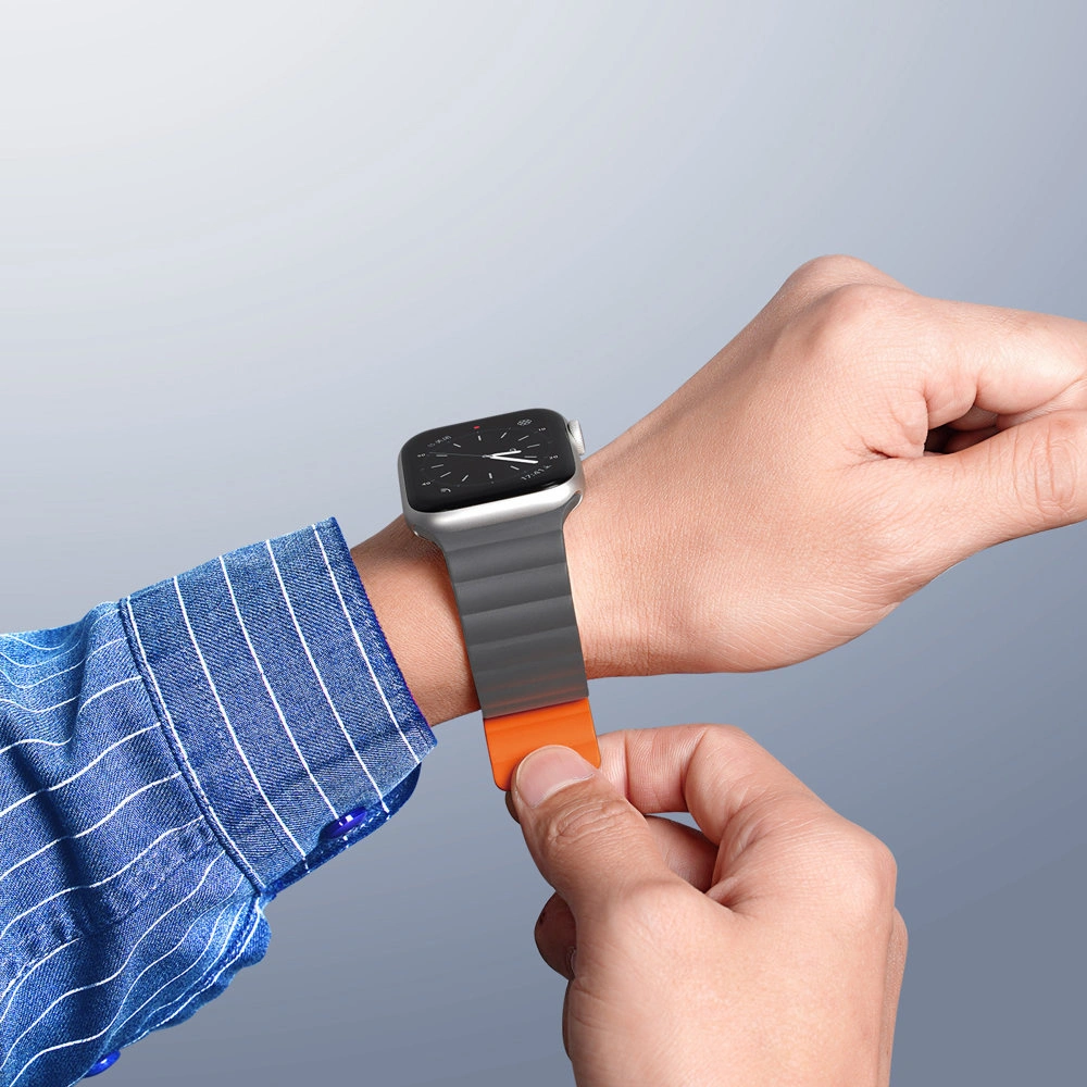 Wholesale Dux Ducis Magnetic Strap Apple Watch 4/5/6/7/8/9/SE/10 40/41/42mm gray-orange (Chain Version) - DDS789 - {ean13} - Hurt