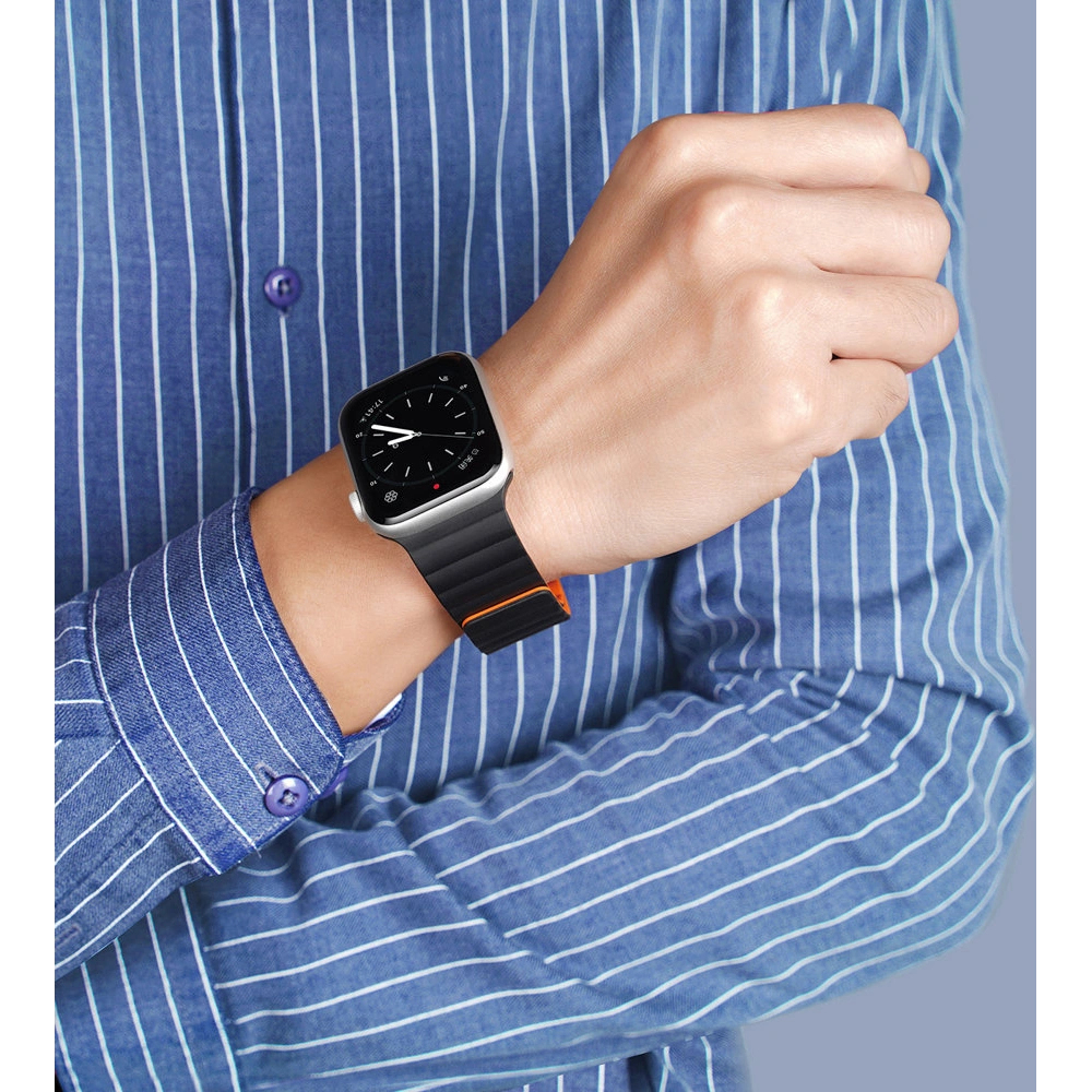 Wholesale Dux Ducis Magnetic Strap Apple Watch 4/5/6/7/SE/8/9/Ultra 44/45/49mm black-orange (Chain Version) - DDS793 - {ean13} - Hurt