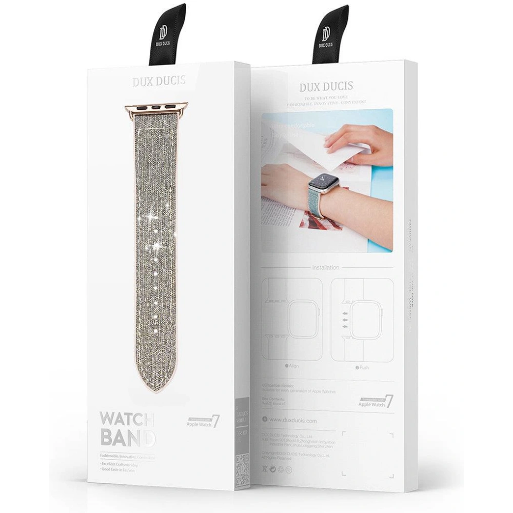 Hurtownia GSM - Dux Ducis heveder Apple Watch 4/5/6/7/8/9/SE/10 40/41/42mm ezüst (Sparkle verzió) - DDS962 - {ean13} - Hurt