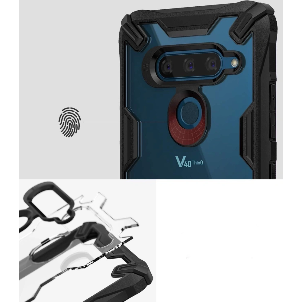 Hurtownia GSM - Etui Ringke Fusion-X LG V40 ThinQ Černé - RGK1060BLK - {ean13} - Hurt
