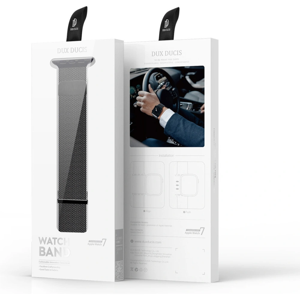 Dux Ducis Magnetic Pánt Apple Watch 4/5/6/7/SE/8/9/Ultra 44/45/49mm fekete (Milanói verzió)