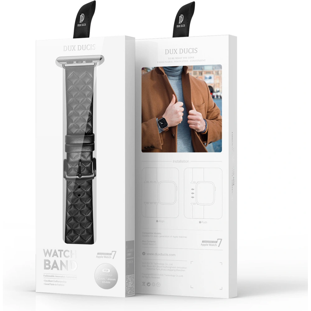Hurtownia GSM - Pasek Dux Ducis din piele pentru Apple Watch 4/5/6/7/SE/8/9/Ultra 44/45/49mm negru (Versiunea Enland) - DDS1110 - {ean13} - Hurt