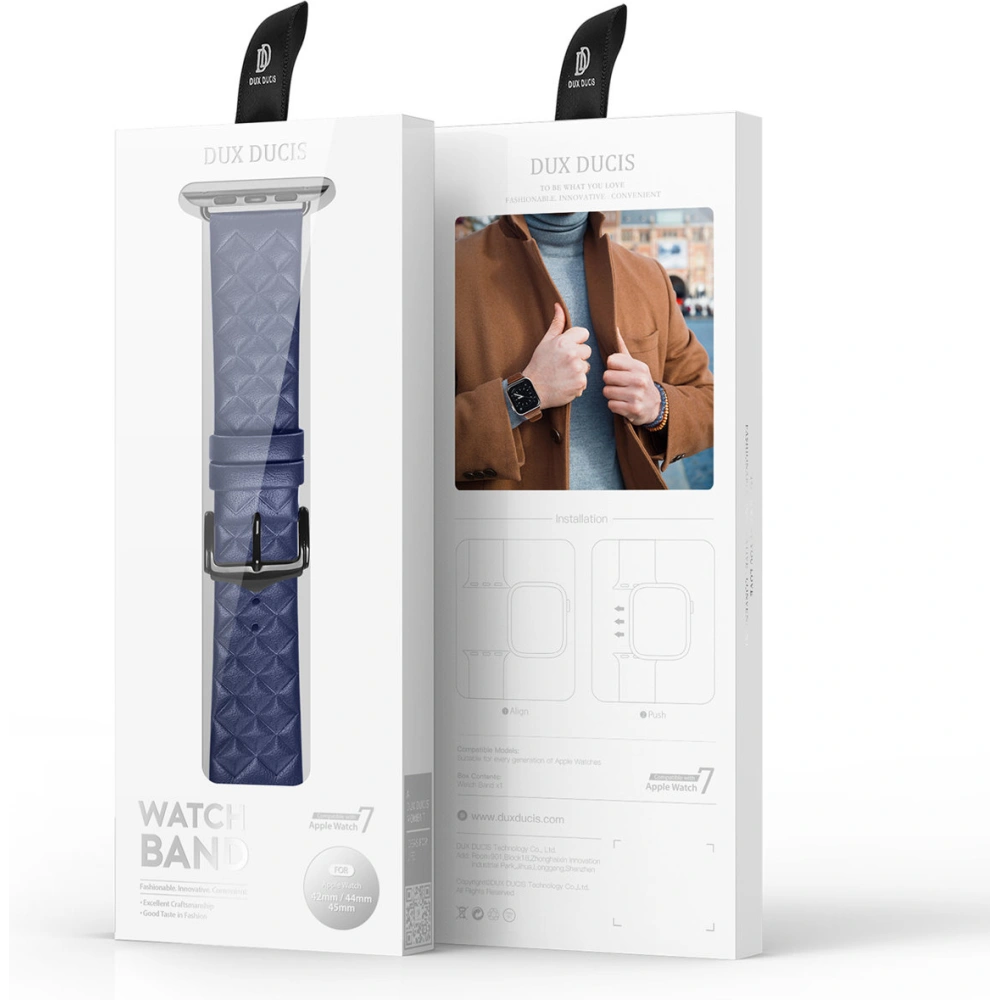 Hurtownia GSM - Pasek Dux Ducis din piele pentru Apple Watch 4/5/6/7/SE/8/9/Ultra 44/45/49mm albastru (Versiunea Enland) - DDS1111 - {ean13} - Hurt