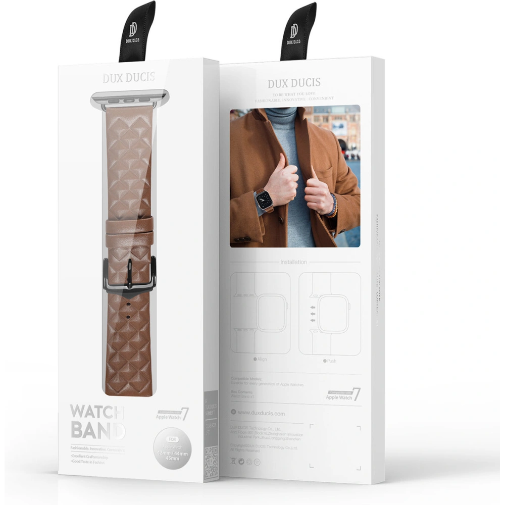Hurtownia GSM - Pasek Dux Ducis Kožený pásek Apple Watch 4/5/6/7/SE/8/9/Ultra 44/45/49mm hnědý (Enland Version) - DDS1112 - {ean13} - Hurt