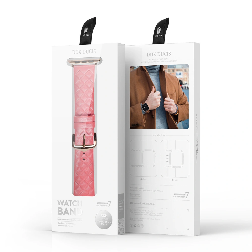Hurtownia GSM - Dux Ducis Bőr Szíj Apple Watch 4/5/6/7/SE/8/9/Ultra 44/45/49mm piros (Enland Verzió) - DDS1114 - {ean13} - Hurt