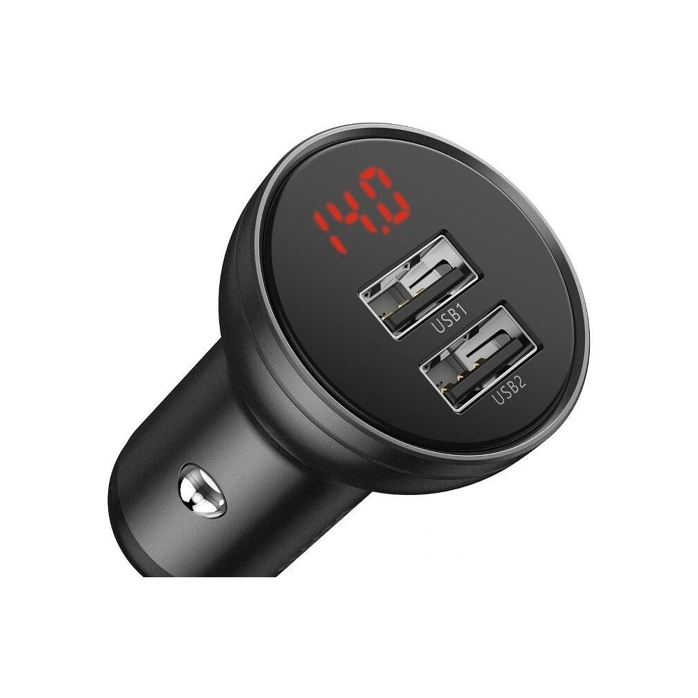 Hurtownia GSM - Auto nabíječka Baseus s digitálním displejem, duální USB 4.8A, 24W, šedá - BSU089GRY - {ean13} - Hurt