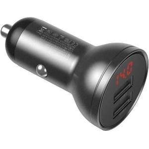 Hurtownia GSM - Ładowarka samochodowa Baseus Digital Display Dual USB 4.8A Car Charger 24W Grey - BSU089GRY - {ean13} - Hurt