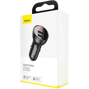 Hurtownia GSM - Ładowarka samochodowa Baseus Digital Display Dual USB 4.8A Car Charger 24W Grey - BSU089GRY - {ean13} - Hurt